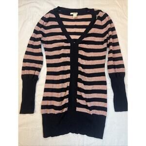DKNY Jeans Pink Black Striped Sparkly Mini Dress long shirt Y2K Medium